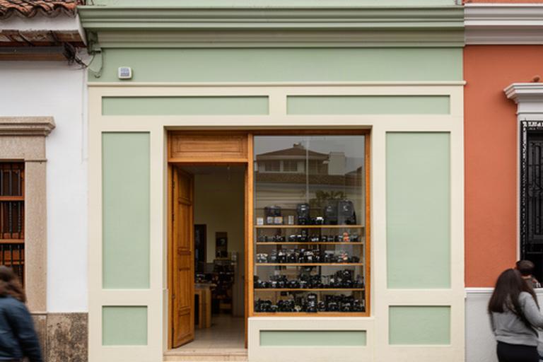 Exterior de la tienda P.S.G. Fotografía en la calle 50 de Arriaga, con escaparate de cámaras